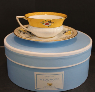 WEDGWOOD PRIMROSE TEACUP & SAUCER W/BOX