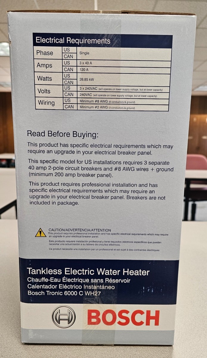 Bosch Tronic 6000C WH27 Electric Tankless Water Heater -Replaces PowerStar  AE125 | eBay