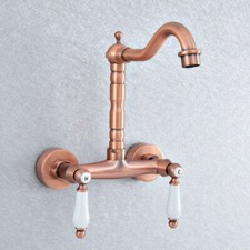 Antique Red Copper Ceramic Handle Kitchen Faucet Bathroom Sink Mixer Tap 2sf903