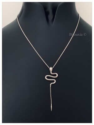 Halskette Halsreif Schlange 42 cm aus massivem Silber 925/1000 rhodiniert