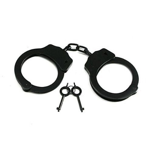 Police Handcuffs BLACK STEEL Double Lock REAL Hand Cuffs w/ Keys Authentic Police Handcuffs BLACK STEEL Double Lock REAL Hand Cuffs w/ Keys Authentic