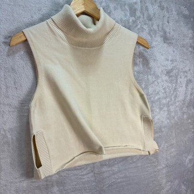 La Fee Verte Turtleneck Sleeveless Sweater Knit Top Layering Vest Woman's Sz L