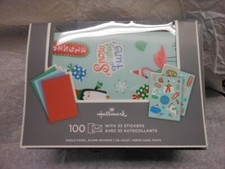 Hallmark 100 Blank Note Cards w/Envelopes 33 Stickers 3.75 x 5.25 Boxed Set
