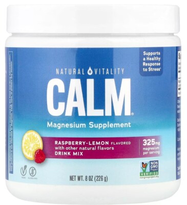 Natural Vitality Calm Magnesium Citrate Powder Raspberry Lemon PICK 8 oz / 20 oz