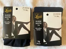 2 Pair Lovely Levante Navy Blue Suede Matte tights Small S 70 denier