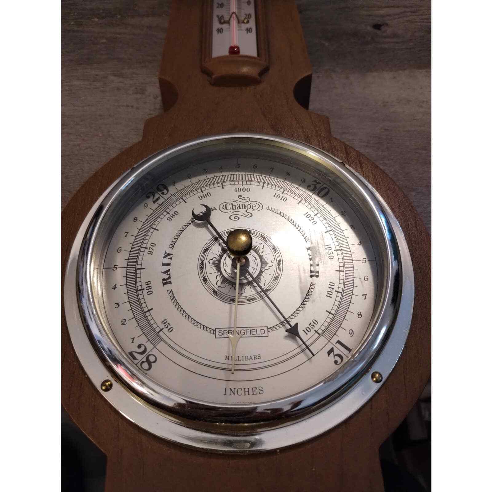 Vintage Springfield Banjo Weather Station Barometer Hygrometer