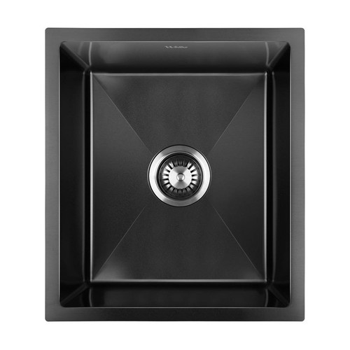 Stainless Steel Kitchen Sink 44x38cm Single Bowl Basin with Waste Strainer Black - Picture 3 of 11
