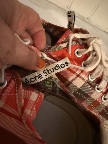 Acne Studios Red and White Plaid Sneakers, Size 7.5 US, Pre-loved, Out of Stock - Picture 7 of 9
