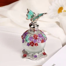 Empty Perfume Bottle White Flower Butterfly Refillable Vintage Antique 25ML HOT