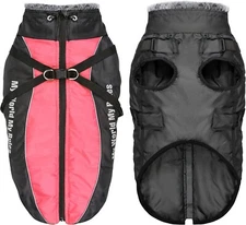 Taglory Winter Dog Coat Waterproof Reflective Size 4XL (45-59 lbs) Black Pink