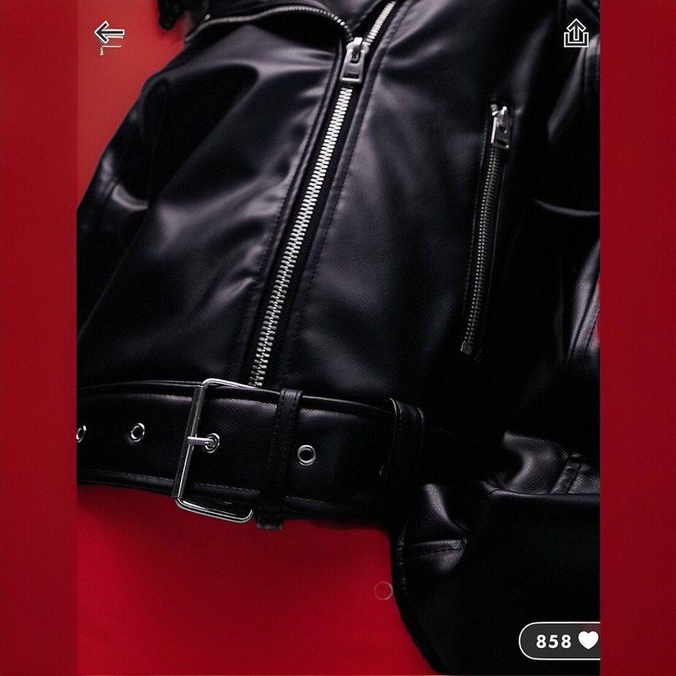 Top Shop Faux Leather Biker Jacket Black US Sz 46 Uk S Eur 3638 New