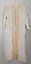 Gossard Artemis Quilted Lined Ivory w/ Gold Robe Housecoat Sz 10