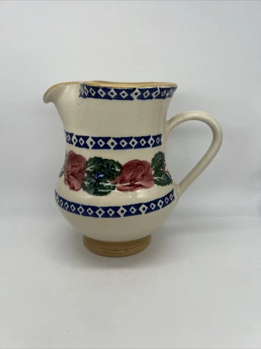 Retired Vintage Nicholas Mosse Irish Pottery Kilfane Rose SpongeWare Pitcher 6.5