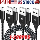 Braided USB C Type-C Fast Charging Data SYNC Charger Cable Cord 3/6/10FT Lot