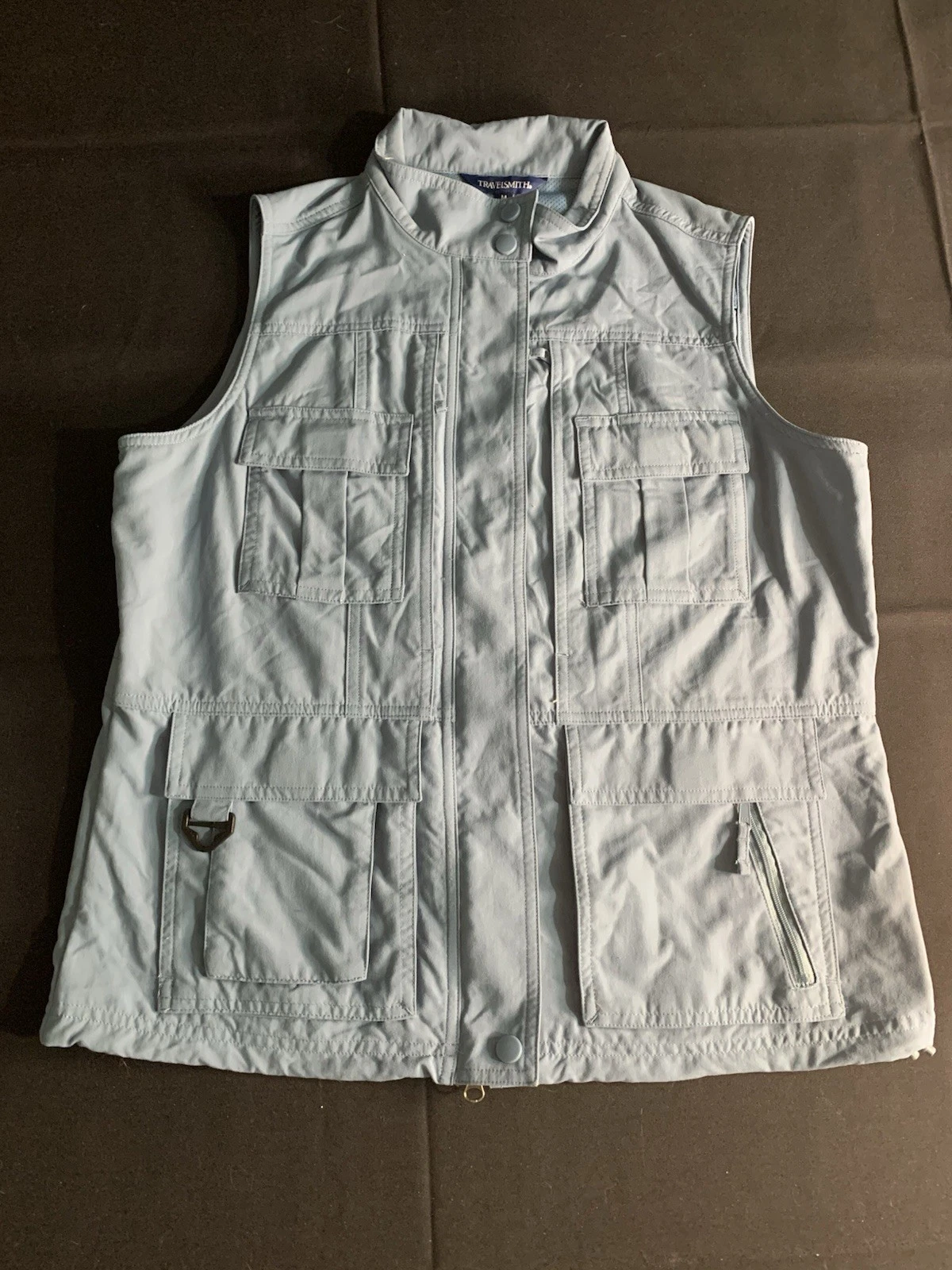 Travel Smith Men's Blue Utility Tactical Fishing Vest MEDIUM Pockets Nylon