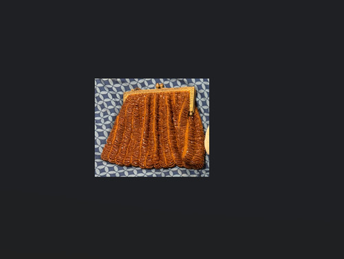 Antique Victorian 1920s Bronze Micro Beaded Evening Bag Filigree Metal Top Cap