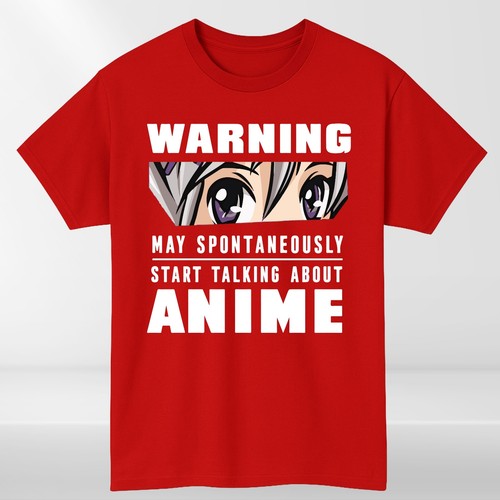 Warning May Start Talking About Anime Funny Mens T-Shirt 100% Cotton - Picture 21 of 21