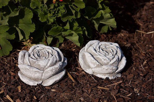 Frostfestes 2Er-Set SteinblüTe Mittel Gartenfigur Steinguss BlüTen BlüTe Stein-image