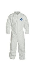 DuPont Tyvek TY125S Disposable Coverall, Elastic Cuff, White, Large Pack of...