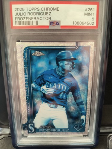 Julio Rodriguez FrozenFractor -1/0 SSP- 2025 Topps Chrome PSA 9 Seattle Mariners