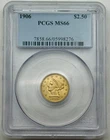 1906 Liberty $2.50 Gold Coin, PCGS MS66, High Grade Example, OG Look.