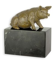 Eine Bronzeskulptur Eines Sitzenden Schweins Replikat Retro Design Dekoration