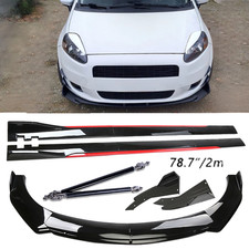 Front Bumper Lip Splitter Glossy Black Red Body Kit Side For Fiat Abarth