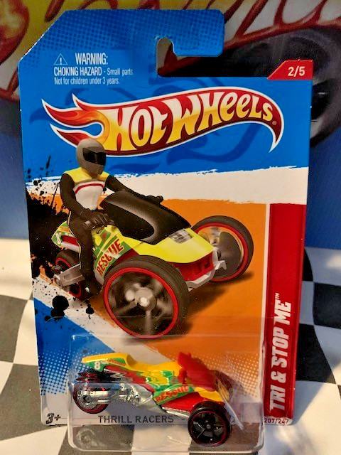 Hot Wheels 2012 Thrill Racers -Beach 2/5 207 Tri & Stop Me 3-wheeler YELLOW