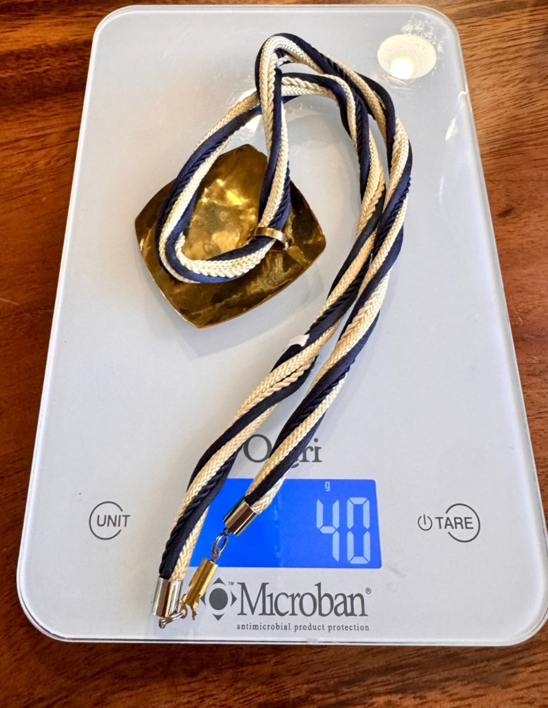 HARIF Signed Hammered Brass Statement Pendant Nec… - image 10