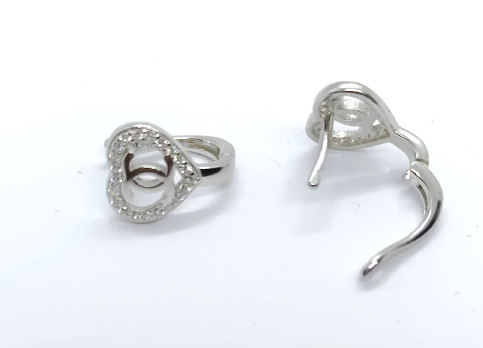 orecchini donna cuore argento 925 oro bianco modello c zirconi bianchi - Immagine 4 di 4