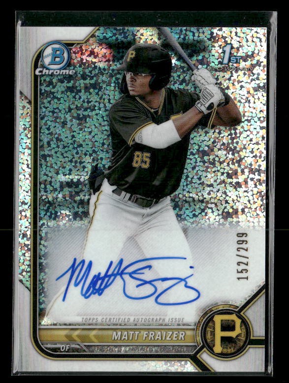 2022 Bowman Chrome Prospects Autographs Speckle Ref /299 #CPA-MF Matt Fraizer