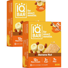 IQBAR Clean Protein Bars - High Fiber, Gluten Dairy Free, Banana Nut, 24 Count