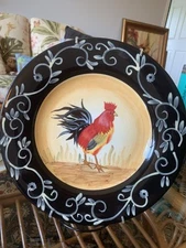 Cute Rooster 10 Inch Decorative Plate With Wall Hanger Attached-no Stand