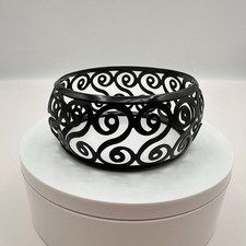 Vintage 90s Candle Scroll Collectin Black Metal Jar Candle Holder Votive Jewelry