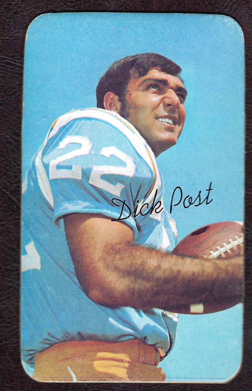 1970 Topps Super #5 Dick Post, San Diego Chargers, VG!