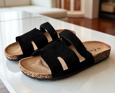 DAMEN KOMFORT SOMMER STRAND SLIPPER FLACH PANTOLETTEN FUSSBETT SLIDER SANDALEN GRÖßEN 3 8 UK