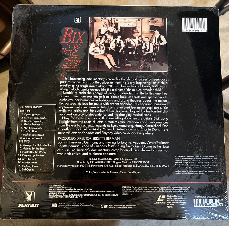 BIX "Aint None of Them Play Like Him Yet" 1994 Jazz Documentary Laserdisc RARE - Image 2 of 2