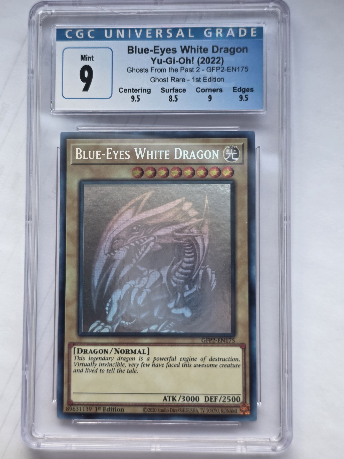 Blue-Eyes White Dragon Ghost Rare GFP2-EN175 CGC 9 1st Edition 