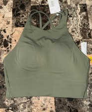 LULULEMON LIKE A CLOUD HIGH NECK LONG LINE BRA B/C MEDIUM OLIVE COLOR SIZE 4 NWT