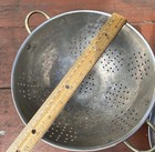 Vintage Copper Colander Strainer Brass Handles Pedestal Footed — photo 9