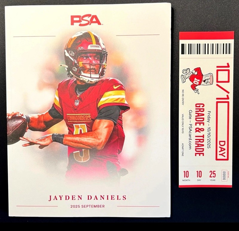 PSA MAGAZINE SEPTEMBER 2025 JAYDEN DANIELS PLUS PSA 10/10 DAY TICKET-NEW👀🔥