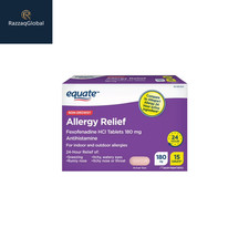 Equate Non-Drowsy Allergy Relief Fexofenadine 180mg Caplets, 15 Count
