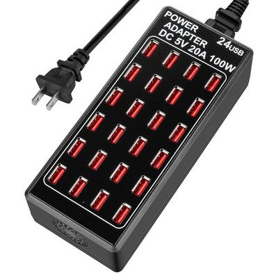 24Port 100W 20A USB Fast Charging Station Home Desktop Multiple Devices