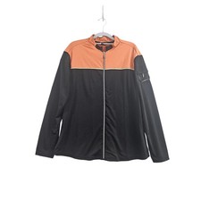 DKNY Golf Jacket Womens XL Black Orange Colorblock Full Zip Athletic Performance
