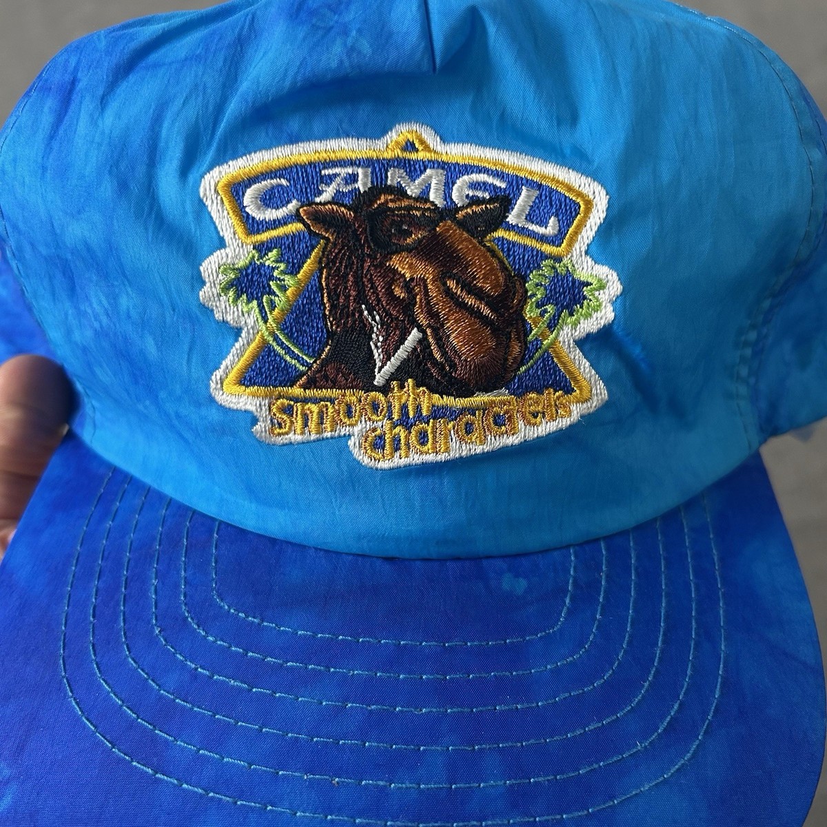 VINTAGE Camel Hat Cap Snap Back Blue Joe Camel Cigarette