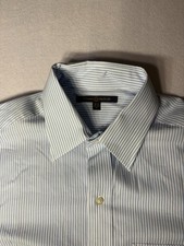 NWT Tommy Hilfiger Men's Blue White Striped Cotton Button Up Dress Shirt 14.5 S