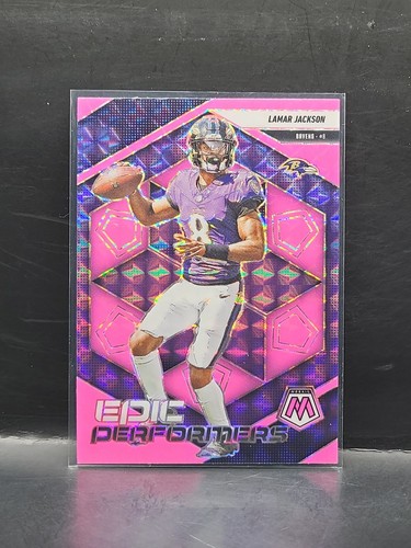 Lamar Jackson Pink Fluorescent 2025 Panini Mosaic Epic Performers #3 Ravens