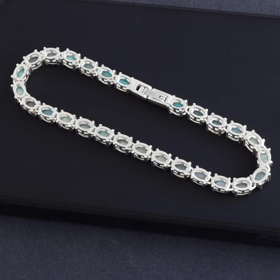 Bracciale tennis con pietre preziose opale etiope naturale in argento... - Immagine 3 di 3
