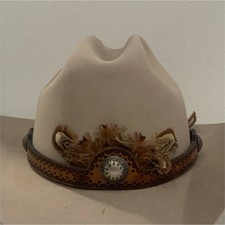 Resistol Beige Western Hat with Decorative Band and Coin Accent