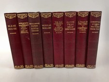 Vintage Charles Dickens 8 Volume Hardback Collection Red Gilt